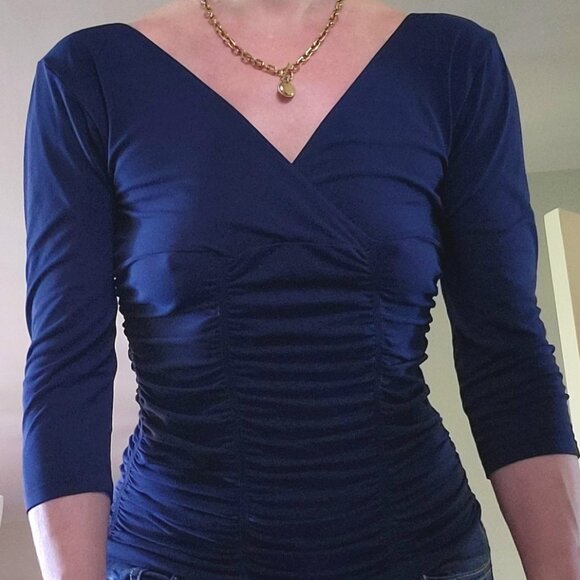 Like New Last Tango Navy Ruched Top | M/L | Vintage - Picture 3 of 9